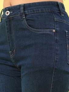 Distressed <b>Boot</b> Cut Mid Waist Knee-Length Denim Jeans Ripped Vintage Style Eco-Friendly - Product Image 6
