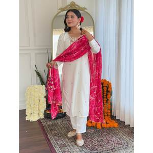 Hermoso conjunto de traje de fiesta para mujer con parte superior inferior Dupatta - Product Image 5