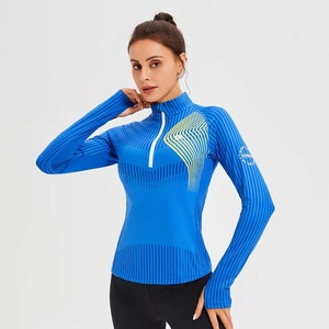 <b>Women</b> Fitness Sports Long Sleeve <b>Top</b> Quick Dry Gym Yoga Shirt Quarter <b>Zip</b> Slim Fit Running Workout Activewear Front - Product Image 6