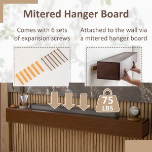 Solid <b>Pine</b> 60\" Fireplace Mantel with Wall Mounted Floating <b>Shelf</b> Brown - Product Image 4