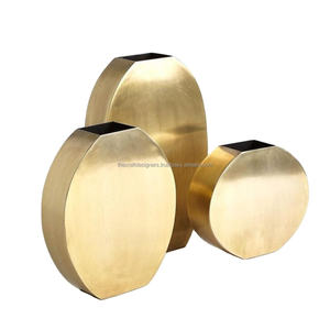 Maceta de lujo y jarrones de flores, hoja de forma ovalada, macetas de hierro hechas a mano, acabado dorado, última maceta, jarrón de Metal para Decoración - Product Image 1