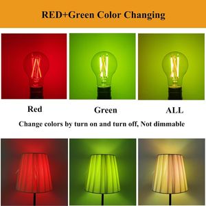 Lampadina LED A19 Decorativa E26 Base Media, Equivalente a 60W, 3 Temperature di Colore (Rosso Verde) con Vetro Trasparente, 3CCT 6W - Product Image 5