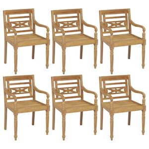 Chaises de jardin Batavia en teck massif avec coussins, lot de 6 - Product Image 2