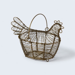 Gold Plated Iron Hen Wire Planter <b>Basket</b> Outdoor Accent Garden Patio Decor Hanging <b>Plant</b> Holder and Pots - Product Image 1