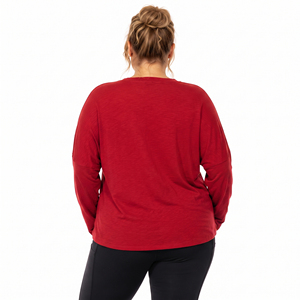 Camiseta Deportiva de Hombros Caídos para Mujer, Talla Grande, 100% Algodón Ecológico, con Bordado Chenille, Corte Holgado - Product Image 2