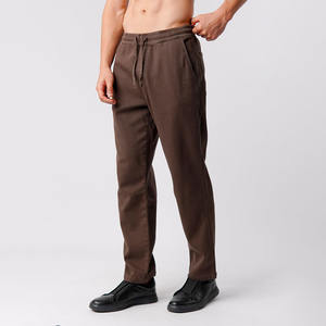 กางเกงจ็อกเกอร์ผ้าแคนวาสคุณภาพสูงสำหรับผู้ชาย น้ำหนักเบา ระบายอากาศได้ดี ทันสมัย สีน้ำตาล กางเกงจ็อกเกอร์สีน้ำตาลมีเชือกผูกเก๋ไก๋ - Product Image 1