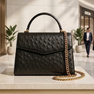 Sac à main portable en cuir véritable pour femme, style vintage classique, avec poche pour téléphone portable et poignée supérieure détachable - Product Image 2