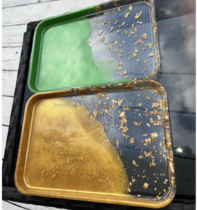 Plateau de service pliable haut de gamme en résine faite à la main, résistant au lave-vaisselle, avec élégantes poignées dorées pour cuisine, table à manger, restaurant - Product Image 2