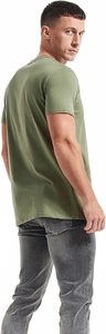 Camiseta de Algodón para Hombre, Color Verde Oliva Sólido, Manga Corta, Cuello Redondo, Corte Regular, Estilo Jersey Casual - Product Image 3