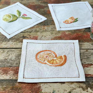 Servilletas de Cóctel de Lino Limón – Servilletas Reutilizables 100% Lino Natural, Diseño Cítrico Fresco para Bar, Fiesta, Boda - Product Image 5