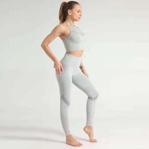 High Quality Women's 2-Piece Seamless Yoga Set Gym Fitness Custom Logo Contrast Color Anti-Wrinkle Breathable Eco-Friendly - Product Image 5