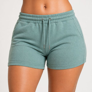 Pantalones Cortos de Felpa de Algodón para Mujer, Cintura Elástica Suave con Cordón, Ropa Casual para el Hogar, OEM, Personalizados, Venta al Por Mayor Directa de Fábrica - Product Image 1