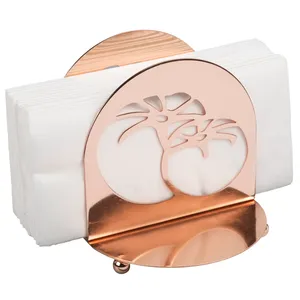 Modern Copper Napkin Holder with <b>Blue</b> Floral Print White <b>Cloth</b> Napkins for Restaurant <b>Table</b> Decoration - Product Image 2