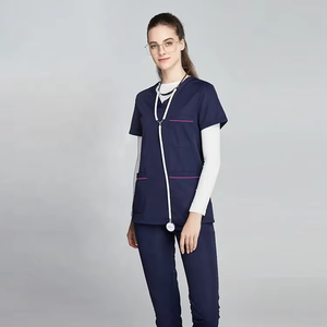 Uniforme Médico Rosa Premium Personalizable, Uniforme de Enfermera de Hospital, Blusa con Cuello en V, Pantalones Cargo, Ropa de Trabajo para Médicos y Enfermeras, Ropa Clínica - Product Image 5