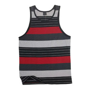 Camiseta sin mangas a rayas para hombre, cuello redondo, informal, de punto, transpirable, de algodón - Product Image 2