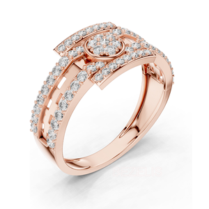 Anillo de Diamante Cultivado en Laboratorio con Corte Redondo, en Oro Rosa, Silueta Fluida Orgánica, Estilo Moderno y Romántico - Product Image 1