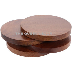 Luxury Quality Natural Wooden <b>Coasters</b> Brown Color Round Shape Home Use Tea Coffee Dining <b>Table</b> Top Accent - Product Image 1