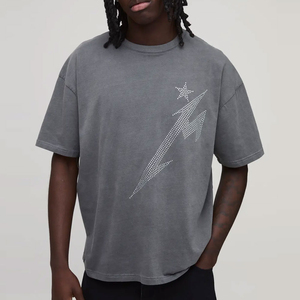 <b>Trendy</b> Rhinestone <b>T</b> <b>Shirts</b> for Men Sparkle Studded Design 100% Cotton Quick Dry Breathable Great for Streetwear Travel Fashion - Product Image 1