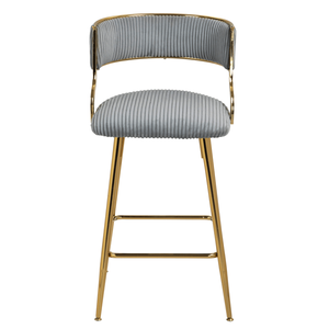 Set di 2 Sgabelli da Bar per Isola Cucina in Corduroy da 26FT con Base Cromata Dorata e Poggiapiedi per Uso Bar - Product Image 5