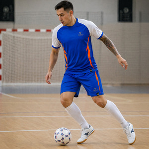 Ensemble maillot et short de futsal, polyester à séchage rapide, tenue d'équipe de football en salle, bleu cobalt, ensemble de football par sublimation - Product Image 5