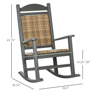 Sedia a dondolo da esterno con sedile e schienale imbottiti, telaio in HDPE resistente allo sbiadimento, in rattan PE, per portico - Product Image 3