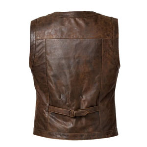 Gilet en cuir slim sans manches pour homme, personnalisable, avec col montant, logo frontal, imperméable, vente en gros - Product Image 6