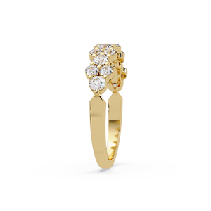 Anillos de Boda Eternos con Diamantes Cultivados en Laboratorio, Corte Redondo, Oro Amarillo de 18k y 14k, VVS2, 0.90 Quilates, Diseño Floral, para Mujer, Joyería Elegante - Product Image 4