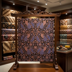 Handcrafted Indonesian Hand Drawn Batik Tulis Cotton Fabric 260gsm Traditional Cohong Motif Dark Brown <b>Lavender</b> Sogan Boys - Product Image 6