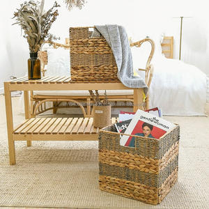<b>Square</b> Water Hyacinth <b>Basket</b> Seagrass Foldable Storage Wicker <b>Basket</b> Organizer Storage Box Utility Cabinet <b>Basket</b> From Vietnam - Product Image 3