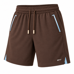 Pantalones Cortos Deportivos para Hombre, Color Marrón Espresso y Azul Hielo, de Secado Rápido, con Cordón Ajustable, Cintura Media, Casuales - Product Image 2