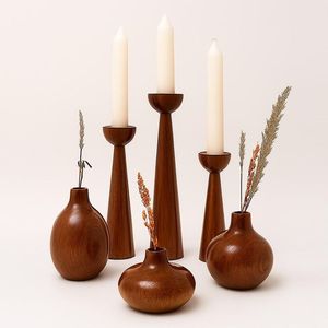 Rustic Farmhouse Wooden Candle Stand Handmade Solid Wood Taper Candle Holder for <b>Wedding</b> Party Home Decoration - Product Image 3