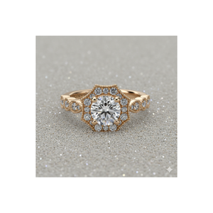 Anillo de Compromiso Vintage con Halo Octagonal Chapado en Oro Rosa - Product Image 1