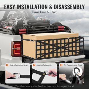 Filet de fixation robuste 54 x 18 pour benne de camion, 4 sangles télescopiques réglables, conception renforcée en croix, accessoires de contrôle de cargaison - Product Image 4