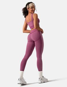 Womens Workout Sets 2 Piece Seamless Square <b>Neck</b> Sports Bra <b>Padded</b> Butt Lifting Leggings High Waist Yoga Gym Outfits - Product Image 3