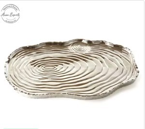Elegant Metal Leaf Serving Tray Set Textured Design Durable Food Safe Finish Stylish <b>Table</b> Decor Multipurpose Use - Product Image 6