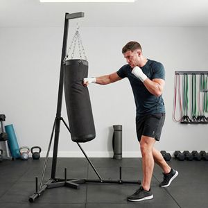 Sacco da Boxe Autoportante per Adulti, Regolabile in Altezza 185-230 cm, in Tela e Pelle PU Nera, Supporto Incluso - Product Image 2