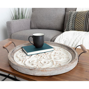 Bandeja de Servir de Madera de Mango de Primera Calidad, Marca Brownwood, con Logotipo Grabado con Láser, Diseños Personalizados, Hecha a Mano, Color Blanco Lavado - Product Image 4