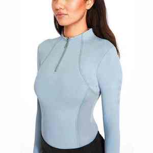 Premium Equestrian Womens <b>Base</b> <b>Layer</b> Tops Horse Riding Anti Bacterial Moisture Spandex Nylon Zipper <b>Base</b> <b>Layers</b> - Product Image 2