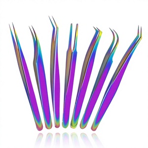 Pinzas para Extensión de Pestañas Rectas y Curvas, del Mejor Material, Color Arcoíris, Duraderas, Precio de Fábrica - Product Image 1