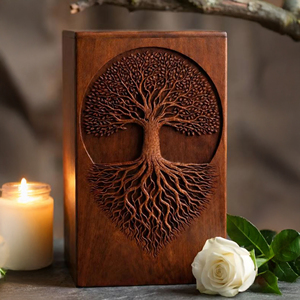 Premium Walnut Wood Urn for Human Ashes Eco Friendly Bamboo Cremation Urn Box by AYAANS - Product Image 2