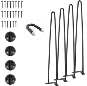 <b>Set</b> of 4 Metal Furniture Legs Desk Legs 28" Industrial Hairpin <b>Table</b> Legs Heavy Duty 2 Rod Metal Furniture Legs EDPTBL011 - Product Image 2