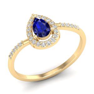 REYES Luxury 925 Sterling Silver Pear Cut 0.5 Carat <b>Blue</b> Sapphire Gemstone Halo <b>Ring</b> For Women GRA Certified Moissanite Jewelry - Product Image 5