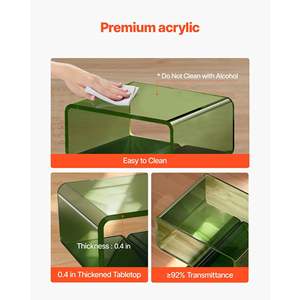 Modern Green <b>Acrylic</b> Nightstand 11.8 X 15.4 X 17 Clear Bedside Table <b>Storage</b> Shelf for Bedroom Living Room No Assembly Needed - Product Image 5