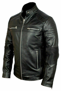 Veste en cuir d'agneau véritable pour homme de qualité supérieure, imperméable, col montant, logo sur le devant, style motard décontracté pour l'hiver, service OEM - Product Image 2
