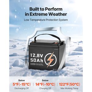 Batteria LiFePO4 12V 50Ah a Ciclo Profondo, Litio Ferro Fosfato, 15000 Cicli, BMS Integrato, Protezione Basse Temperature, Capacità 5kWh, 51.2V - Product Image 4