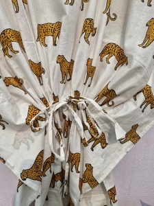 Women Animal Print Cotton <b>Kimono</b> Robe Loose Fit <b>Beach</b> Cover Up Lightweight Summer <b>Kimono</b> Cardigan Lounge Wear - Product Image 6