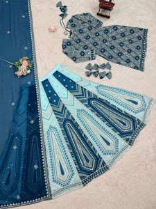 Latest Indian Embroidery Sharara Gharara <b>Kurti</b> Set, Georgette Fabric Gorgeous Pakistani Designer Customize Ethni Ready To Wear - Product Image 2