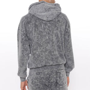 Mens Winter Acid Wash Grey Hoodie Tracksuit Set Cotton Fleece Pullover Hoodie Regular Fit Lightweight <b>Jogger</b> Pants Casual - Product Image 2