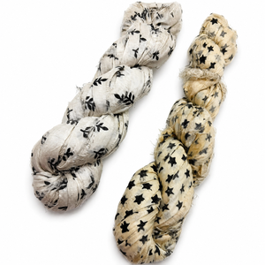 ริบบิ้นผ้าไหมพิมพ์ลายสำหรับงานฝีมือ ทอผ้า มัดแมคราเม่ ตกแต่งสิ่งทอ DIY ลายดาวและลายดอกไม้ - Product Image 1