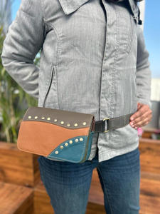 New Western Handmade Real Recycled Leather Waist Bag With Adjustable Belt Unique Vintage Style Festival Fanny Pack Hip Waist Bag - Product Image 5